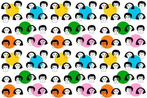 Couple in love pattern. Guy and girl face Stock Illustration