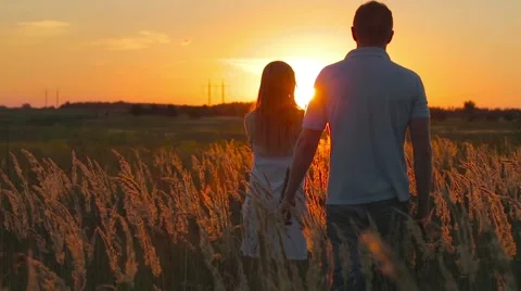 Couple in love at sunset Stock Footage 53828078