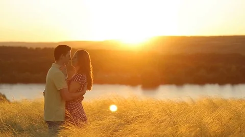 Couple In Love At Sunset. Stock Footage 79104618
