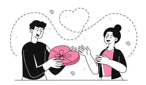 Couple in love vector line concept Stock Illustration