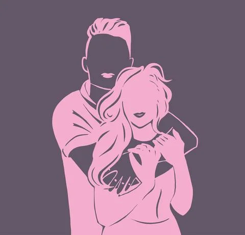 Couple in love vector silhouette 库存插图
