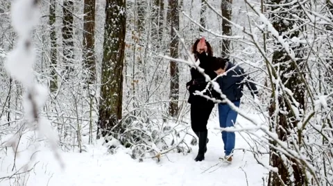 Couple in love walking in the forest Stock Footage 61499476