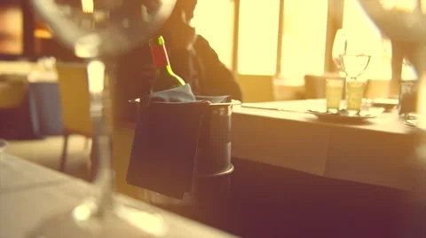 Couple of lovers eating and drinking wine in restaurant Stock Footage 50053841