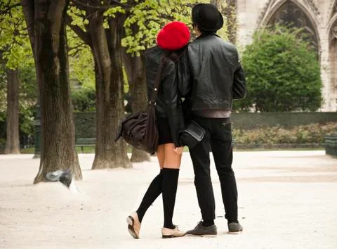 Couple of lovers in Paris Stock Photos