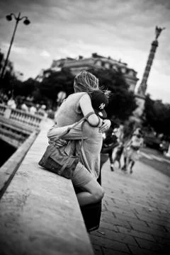 Couple of lovers in Paris Stock Photos