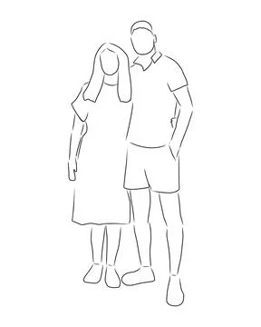Couple of lovers, vector. Hand drawn sketch. Stock Illustration