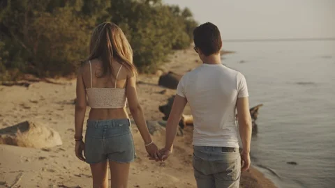 Couple of lovers walking on the each Stock-Footage 110699403