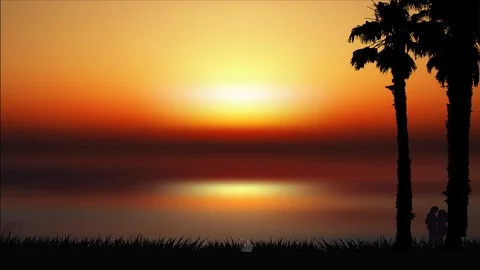 Couple is loving on the beach during sunset Stock Footage 127313863