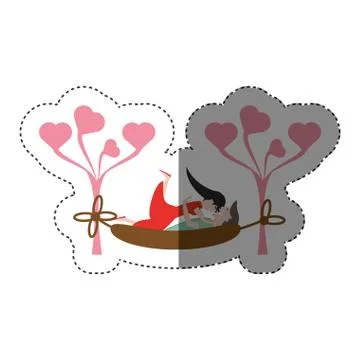 Couple lying down hammock shadow Illustrazione stock