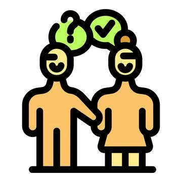 Couple making decision together, showing positive and negative options Stock Illustration