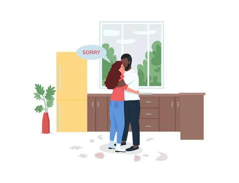 Couple making up flat color vector detailed characters Stock Illustration