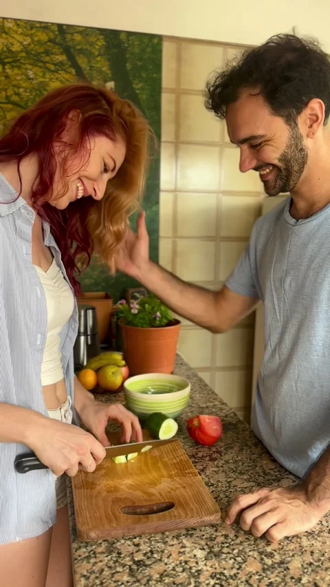 Couple making salad Stock Footage 303828902