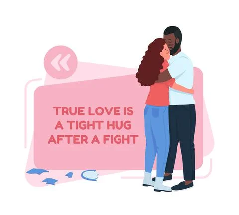 Couple making up vector quote box with flat character 스톡 일러스트