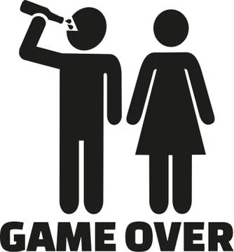 Couple man drinking - game over Stock Illustration