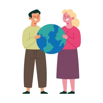 Couple with map of world Ilustração Stock