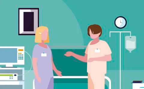 Couple medicine workers in operating theater Stockillustratie