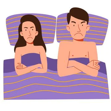 A couple of men and women lying in bed. The concept of a sexual or intimate Stock Illustration