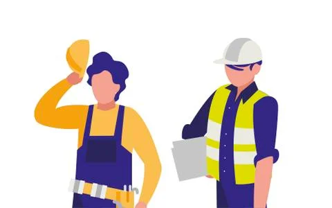 Couple of men builders working Stock Illustration