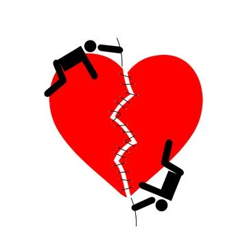 Couple mends a broken heart. Illustrazione stock
