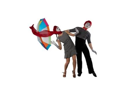 Couple of mimes isolated on white Stock Photos