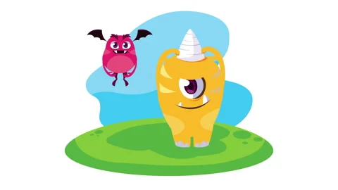 Couple monsters in the camp characters Stock Footage 175902873