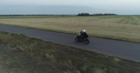 The couple on a motorcycle Stock Footage 80574391