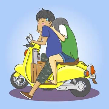 Couple with motorcycle Illustrazione stock