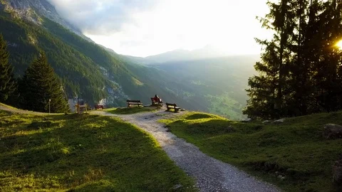 Couple at Mountain Park in Switzerland (Graded) Stock Footage