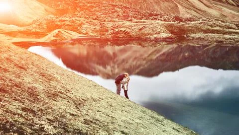 Couple in the mountains Stock Photos