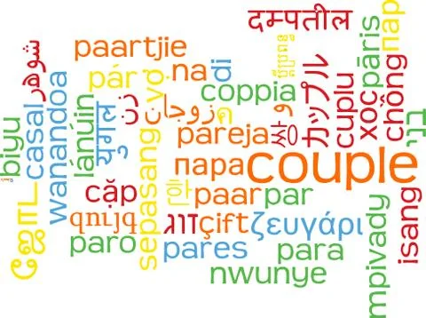 Couple multilanguage wordcloud background concept Ilustração Stock