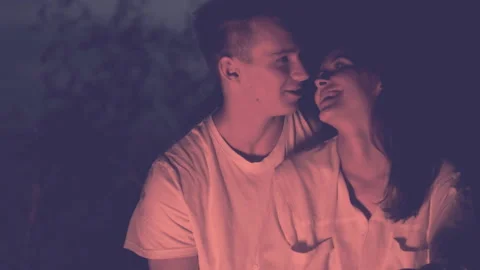Couple near campfire. Stock Footage 95734231