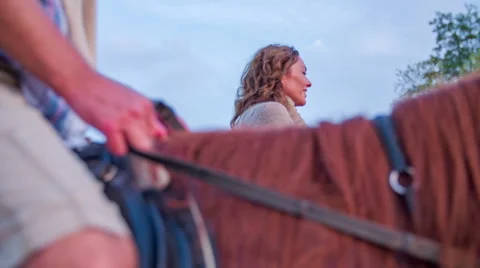 Couple on a nice horseback riding Stock Footage 45521382