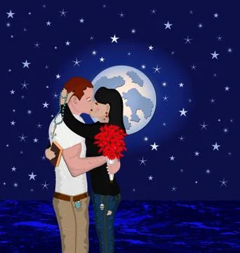 Couple at night Ilustração Stock