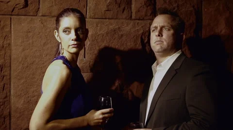 A couple notice someone off-screen Stock Footage 42894383