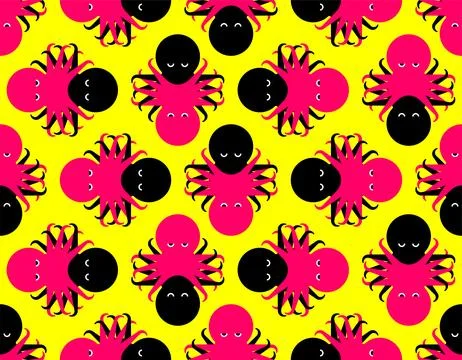 Couple of octopuses pattern seamless. Concept Love in octopuses background Stock Illustration