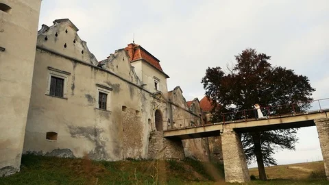 The couple on the old bridge Stock Footage 98453473