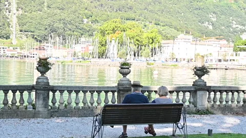 Couple of old men for a walk Stock-Footage 166506837