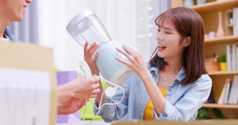 Couple open delivery boxes Stock Footage 160269560