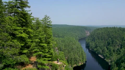 Couple overlooking view of the river Stock Footage 266301460