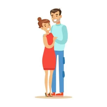 Couple Overwhelmed With Happiness And Joyfully Ecstatic, Happy Smiling Cartoon Stock Illustration