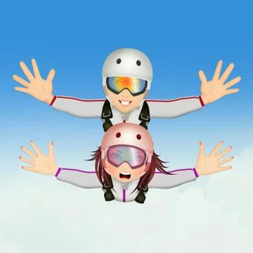 Couple with parachute 스톡 일러스트