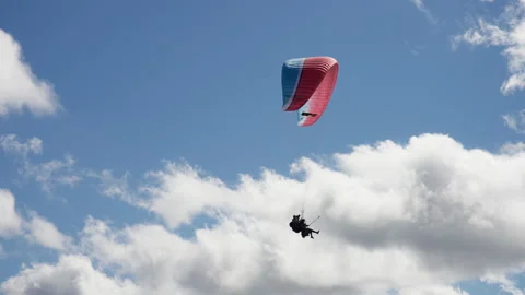 Couple paragliders in the sky Stock Footage 196739317