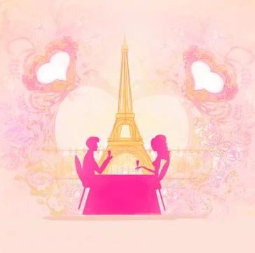Couple in paris Ilustração Stock