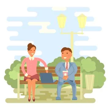 Couple on a park bench Ilustração Stock