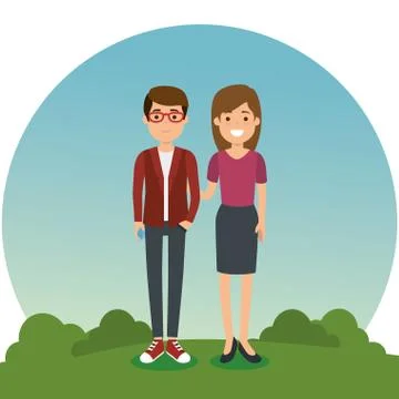 Couple in the park characters Ilustração Stock