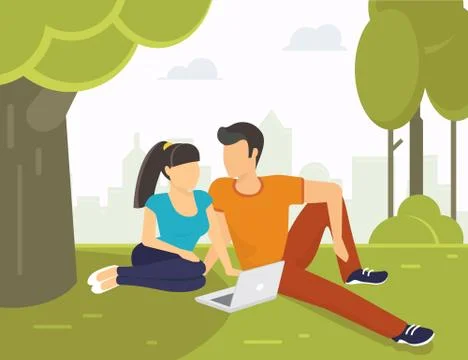 Couple in the park Ilustración de archivo