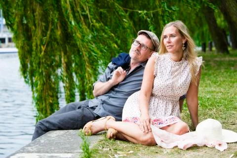 Couple in a park Stock Photos
