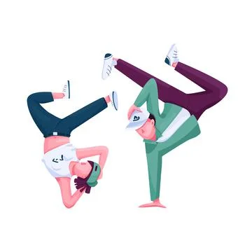 Couple participating in breakdance competition semi flat color vector charact Stock Illustration