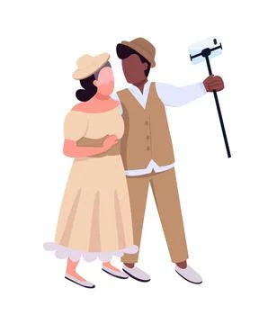 Couple in party costumes semi flat color vector characters Stock-Illustration