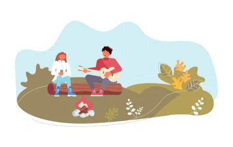 Couple on picnic Stock Illustration